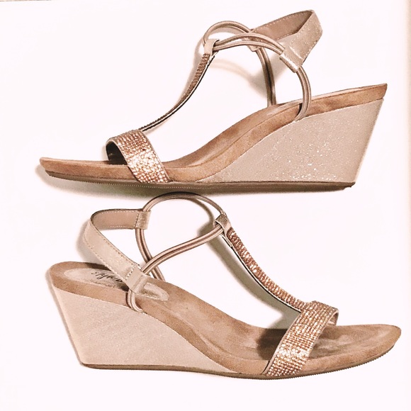 wedge sandals rose gold